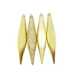 Bombki plastikowe sopelki 15cm 4szt. złote - Bombki - miniaturka - grafika 1