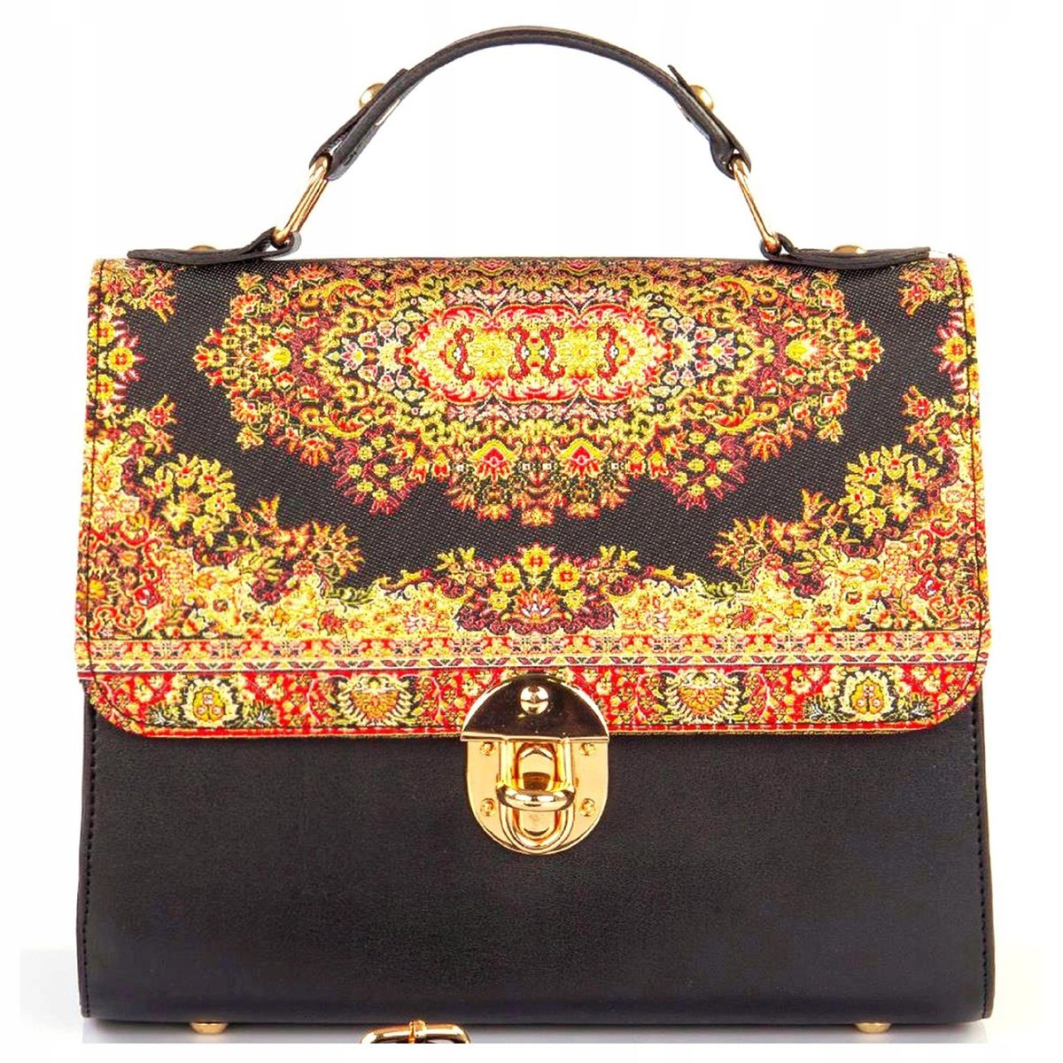 Torebka Damska Mała Listonoszka Wizytowa Elegancka Ekoskóra Orientalny Wzór