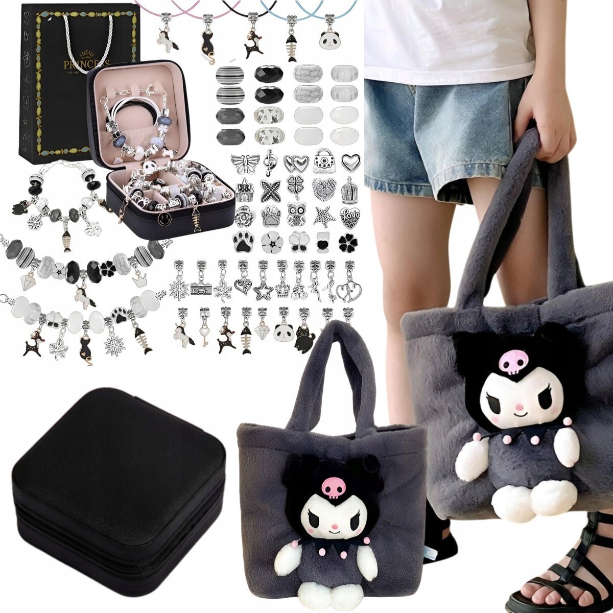 TOREBKA TOREBECZKA KUROMI + ZESTAW DO ROBIENIA BRANSOLETEK BIŻUTERII CHARMS