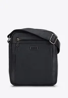 Torby męskie - Męska listonoszka skórzana z trzema kieszeniami czarna - miniaturka - grafika 1