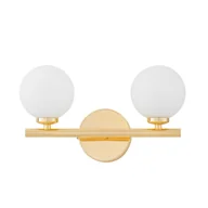 Lampy ścienne - MARSIADA W2 kinkiet złoty z mlecznymi kulkami 2xG9 - miniaturka - grafika 1