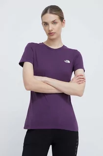 Koszulki sportowe damskie - The North Face t-shirt damski kolor fioletowy NF0A87NHV6V1 - grafika 1