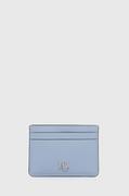 Portfele - Lauren Ralph Lauren etui na karty skórzane kolor niebieski - miniaturka - grafika 1