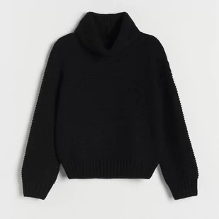 Reserved - Sweter z luźnym golfem - Czarny - Swetry dla dziewczynek - miniaturka - grafika 1