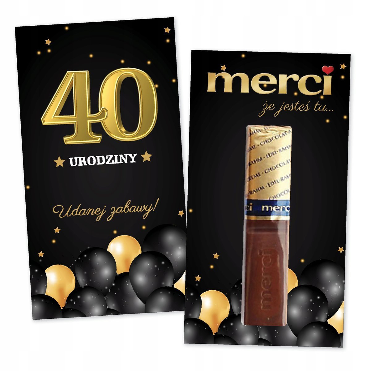 10x PODZIĘKOWANIA DLA GOŚCI merci NA 40 URODZINY 10 sztuk - Złote balony