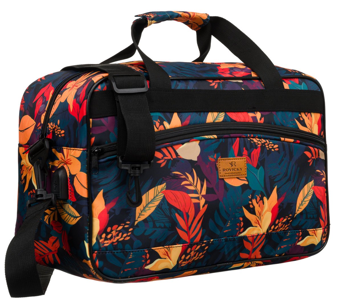 Torba podróżna ROVICKY lekka na ramię damska bagaż do samoloty Ryanair 40x20x25 z USB