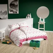 Pościel - Pościel świąteczna 160x200 renifery choinki śnieżynki biała czerwona Xmass - miniaturka - grafika 1