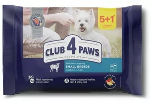 KORMOTECH Club 4 Paws Zestaw Jagniecina W Sosie Dla Dorosłych Psów Małych Ras 5+1 (6 x 80 g) - Mokra karma dla psów - miniaturka - grafika 1