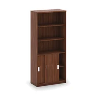 Szafy biurowe - B2B Partner Szafa przesuwna Mirelli A+, 800x400x1800 mm, orzech CF-CB201 SS-881 - miniaturka - grafika 1