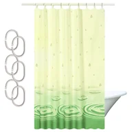 Zasłony prysznicowe - Zasłona prysznicowa Estiva tekstylna 180x200 wzór krople zielone - miniaturka - grafika 1