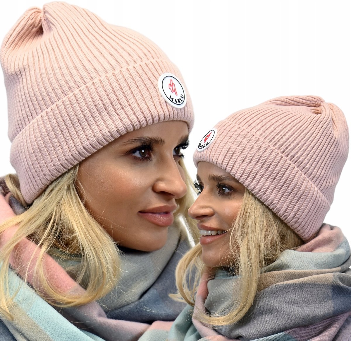 Modna Czapka Wywijana Beanie Polska Pudrowy Róż n1