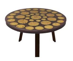 Stół Z Plastra Drewna Żywica Epoksydowa 78 cm x 78 cm x 3,5 Cm | Pdos_093946_Z03 / Wood & Resin - Ławy i stoliki kawowe - miniaturka - grafika 1