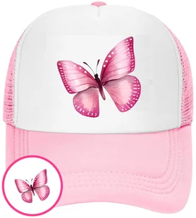 CZAPKA Z DASZKIEM MOTYLE MOTYL DLA DZIECI SIATKA RÓŻOWA BEJSBOLÓWKA - Czapki i chusty sportowe męskie - miniaturka - grafika 1