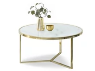 Ławy i stoliki kawowe - Modny Stolik Glamour Na Złotej Nodze Natal Xl Biały Marmur - miniaturka - grafika 1