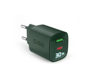 SBS LCD GaN PD 30W USB-C USB-A Zielony - Ładowarki do telefonów - miniaturka - grafika 1