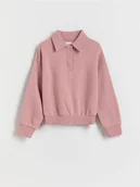 Bluzki dla dziewczynek - Reserved - Bluza z kołnierzem - brudny róż - miniaturka - grafika 1