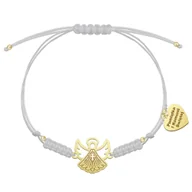 Biżuteria dla dzieci - Bransoletka z Aniołkiem srebro pozłacane sznurek - miniaturka - grafika 1