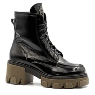 Botki damskie - Czarne lakierowane botki LM60377 - Neścior - miniaturka - grafika 1