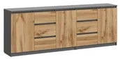 Komody - Podwójna nowoczesna komoda 200 cm antracyt + dąb wotan F6-H76 - miniaturka - grafika 1