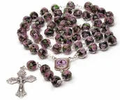 Różańce - Różaniec św. Rity ze szkła weneckiego - miniaturka - grafika 1