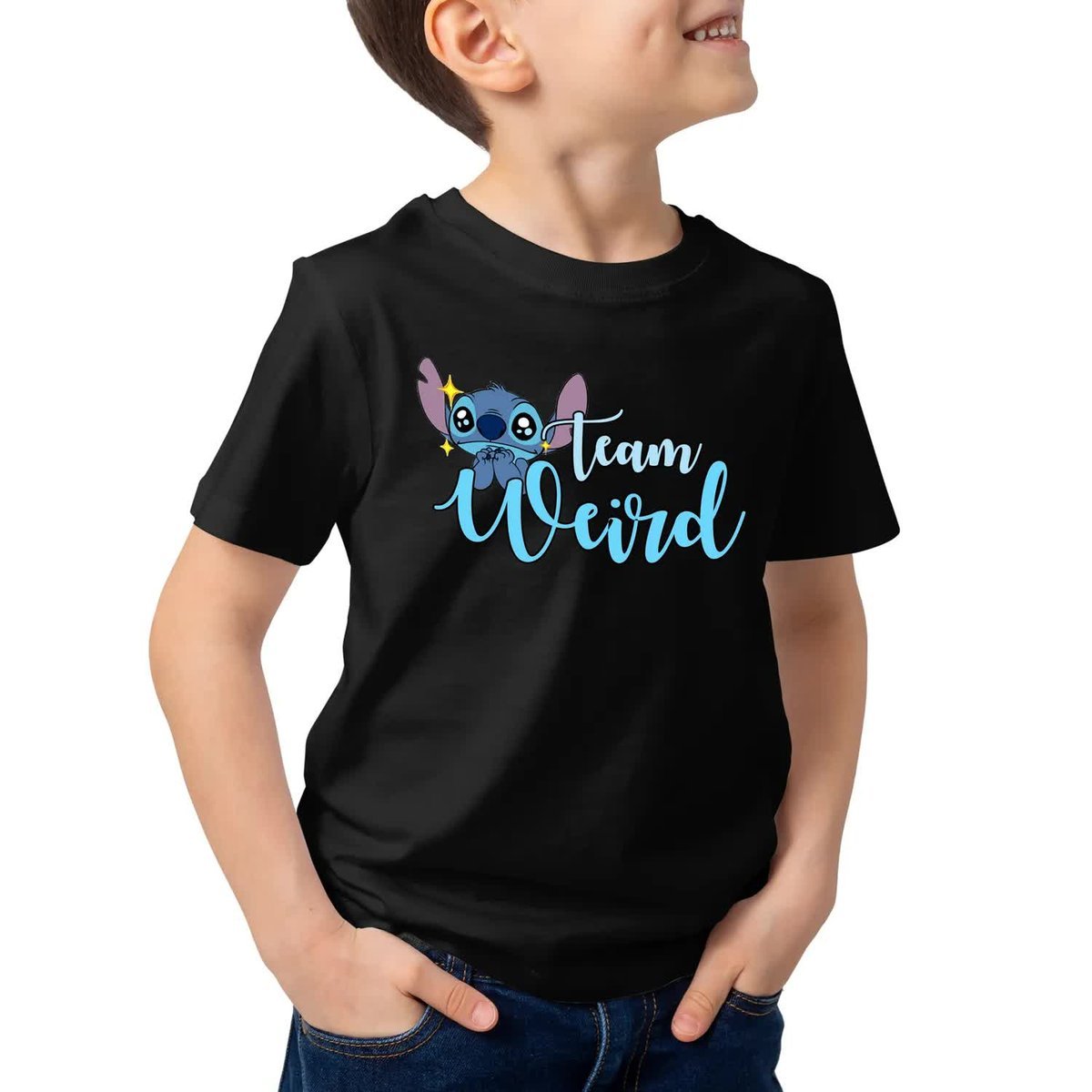 KOSZULKA CZARNA Dziecięca Na Prezent Urodziny STICH STAY WEIRD Wzory - 146