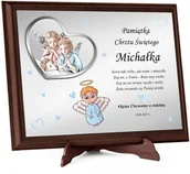 Ikony i obrazy sakralne - Obrazek z życzeniami i dedykacją na chrzest na narodziny - miniaturka - grafika 1