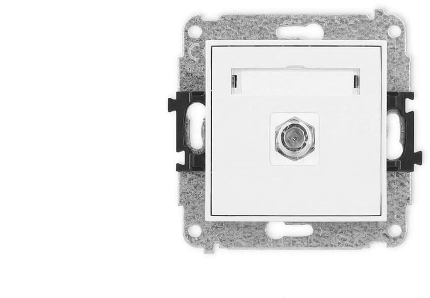 Karlik ICON Mechanizm gniazda antenowego pojedynczego typu F SAT niklowany biały mat 25IGF-1