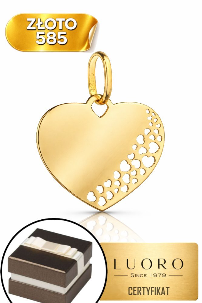 ZAWIESZKA ZŁOTA 585 14K AŻUROWE SERCE 1,8 CM ŻÓŁTE ZŁOTO ELEGANCKA