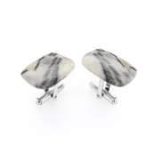 Spinki do mankietów i krawatów - Spinki do mankietów Jaspis Zebra (S618) Srebro [925] - miniaturka - grafika 1