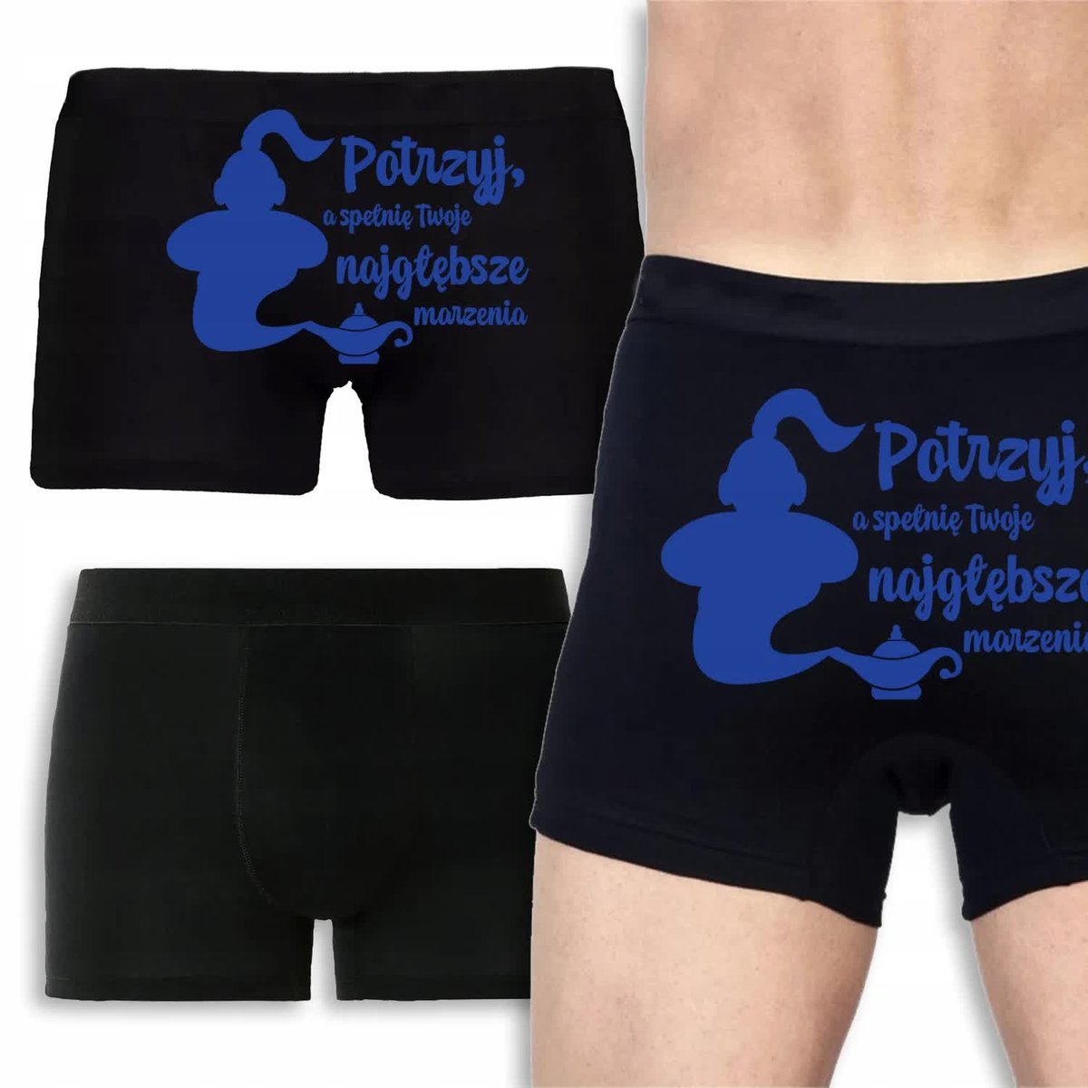 BOKSERKI CZARNE Prezent Walentynki POTRZYJ SPEŁNIĘ NAJGŁĘBSZE MARZENIA XL