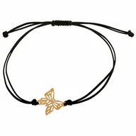 Bransoletki - Rodium Bransoletka na sznurku ze złotem 585 motyl RD-49569 - miniaturka - grafika 1
