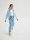 Swetry dla dziewczynek - Reserved - Rozpinany sweter w prążki - jasnoniebieski - miniaturka - grafika 1