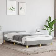 Łóżka - Lumarko Rama łóżka z zagłówkiem, jasnoszara, 120x200 cm, tkanina - miniaturka - grafika 1