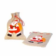 Opakowania i torebki na prezenty - Worek na prezent jutowy z Mikołajem - miniaturka - grafika 1