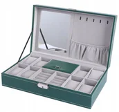 Pudełka i szkatułki - Szkatułka Pudełko Organizer Biżuterię Lusterko G4 - miniaturka - grafika 1
