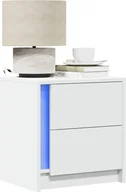 Szafki nocne - vidaXL Szafki nocne z oświetleniem LED 2 szt. Biały materiał drewnopochodny - miniaturka - grafika 1