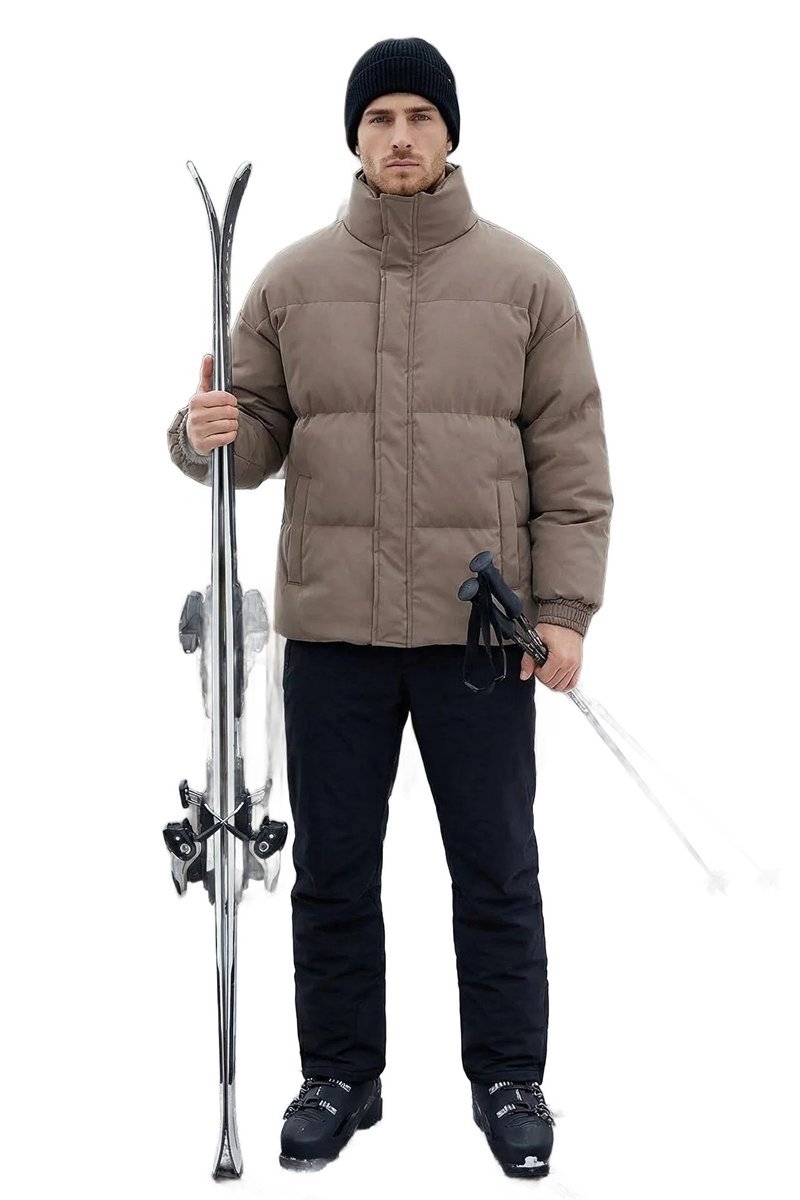 TRENDYOL MAN KURTKA MĘSKA PIKOWANA Z OCIEPLENIEM DO BIODER BEŻOWA S 5DA