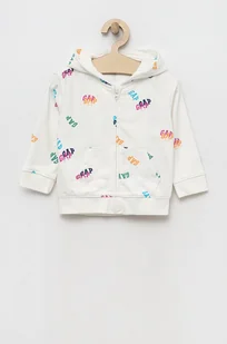 GAP bluza niemowlęca kolor biały z kapturem wzorzysta - Gap - Bluzy i sweterki niemowlęce - miniaturka - grafika 1