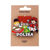 Magnesy - DREWNIANY MAGNES NA LODÓWKĘ FOLK - PARA KURPIOWSKA FOLKSTAR - miniaturka - grafika 1