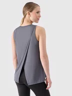 Koszulki sportowe damskie - 4F Top treningowy ciążowy oversize damski - szary 3XL - miniaturka - grafika 1
