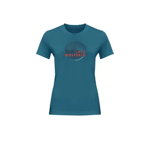 Damska Koszulka z krótkim rękawem JACK WOLFSKIN HIKING S/S GRAPHIC T W 1808941-1395 – Turkusowy - Koszulki i topy damskie - miniaturka - grafika 1