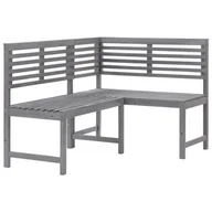 Ławki ogrodowe - vidaXL Narożna ławka ogrodowa, szara, 140 cm, lite drewno akacjowe - miniaturka - grafika 1