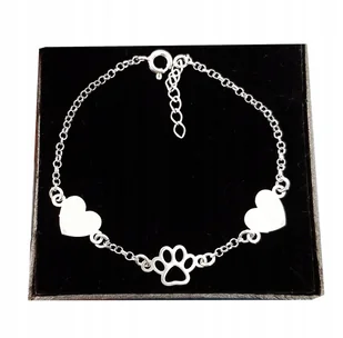 Bransoletka ŁAPKA SERCE GRAWER SREBRO 925 - Bransoletki - miniaturka - grafika 1