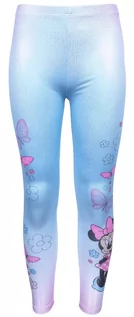 Spodnie i spodenki dla dziewczynek - Brokatowe, błękitne legginsy dziewczęce Myszka Minnie - grafika 1