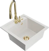 Zlewozmywaki z baterią - Mexen Vito zlewozmywak granitowy 1-komorowy z baterią kuchenną Savita, biały - 6503-20-672601-50 - miniaturka - grafika 1