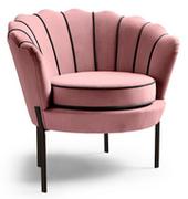 Fotele - Fotel welurowy ANGELO różowy / czarny - miniaturka - grafika 1