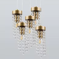 Lampy sufitowe - Polux GEA-5 5xE27 gold + crystal il mio Lampa wisząca 316301 316301 - miniaturka - grafika 1