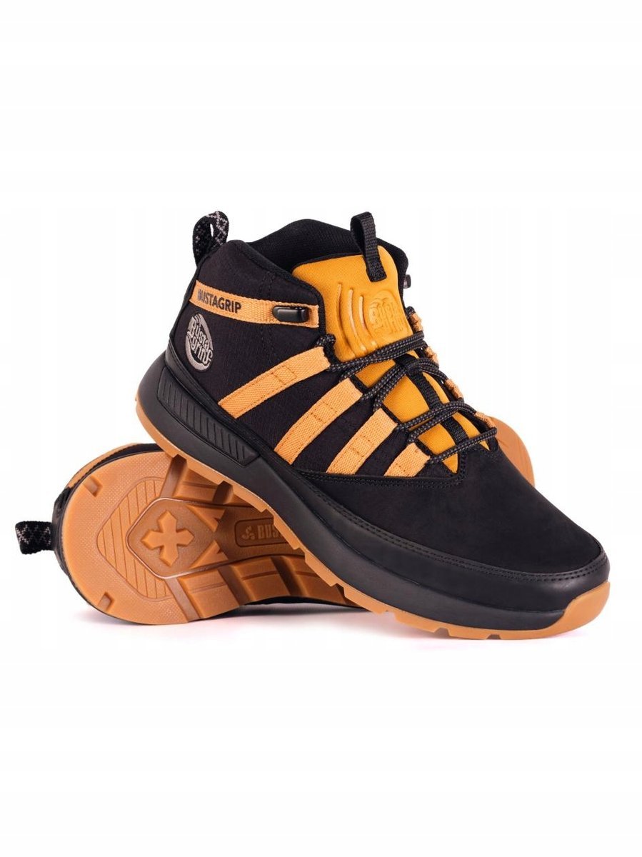 BUTY ZIMOWE MĘSKIE SKÓRA NATURALNA NUBUK TRAPERY Busta Grip Loper CZARNE 44