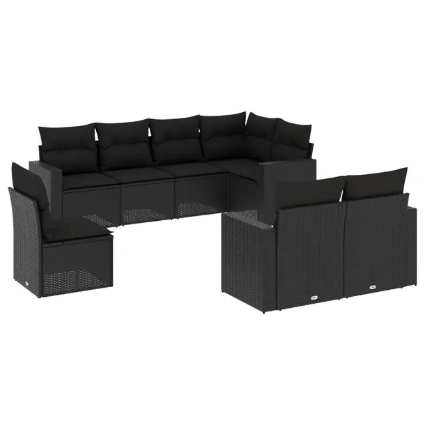 Modułowy zestaw wypoczynkowy z rattanem PE, czarny, wymiary: 62x62x69 cm