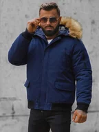 Kurtki męskie - Kurtka zimowa męska z futerkiem granatowa OZONEE JS/M2019/215 - Ozonee - miniaturka - grafika 1